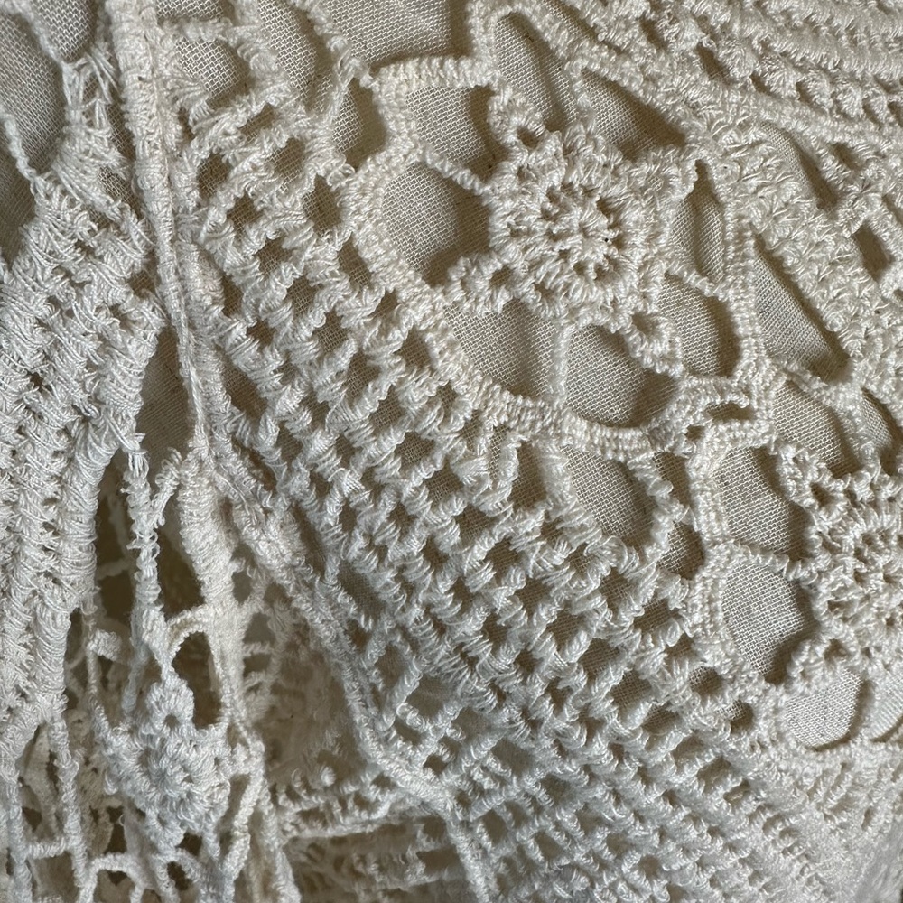 Crochet dress natural ivory cream color 100% cotton OSFM - Picture 3 of 4